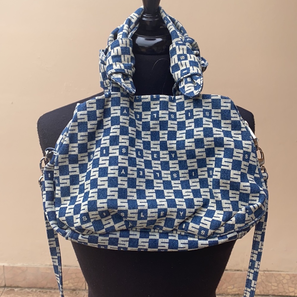 Sisley Blue and White Satchel Bag